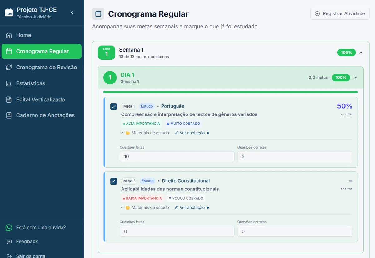 Cronograma de Estudos Flexível